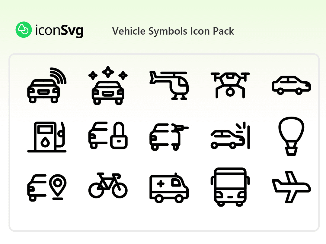 Vehicle Symbols Icon Pack