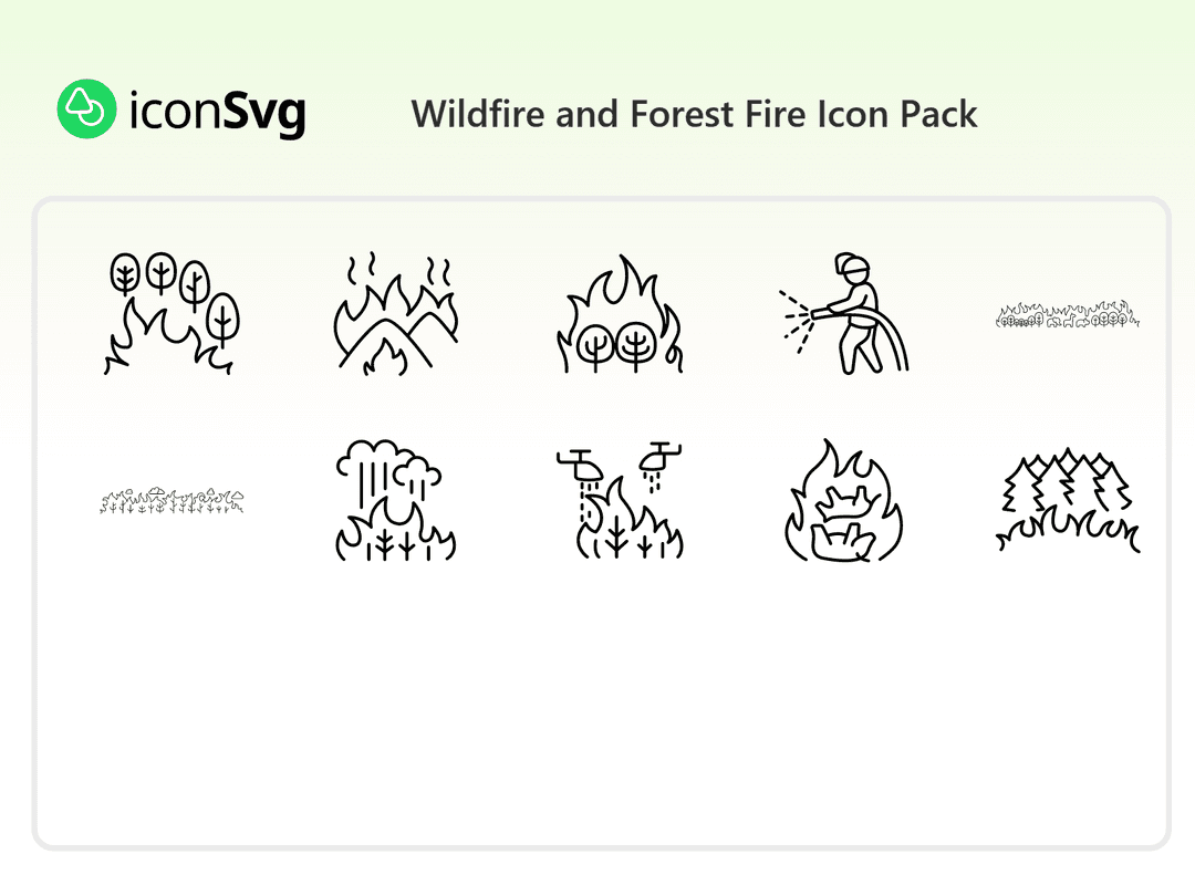 Wildfire and Forest Fire Icon Pack