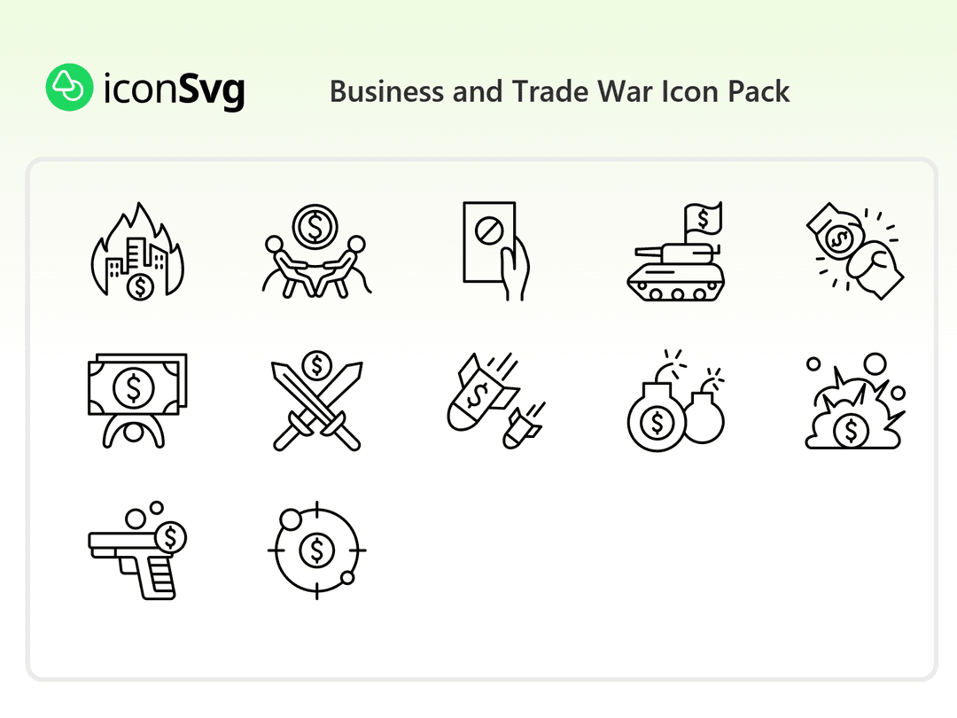 Business and Trade War Icon Pack