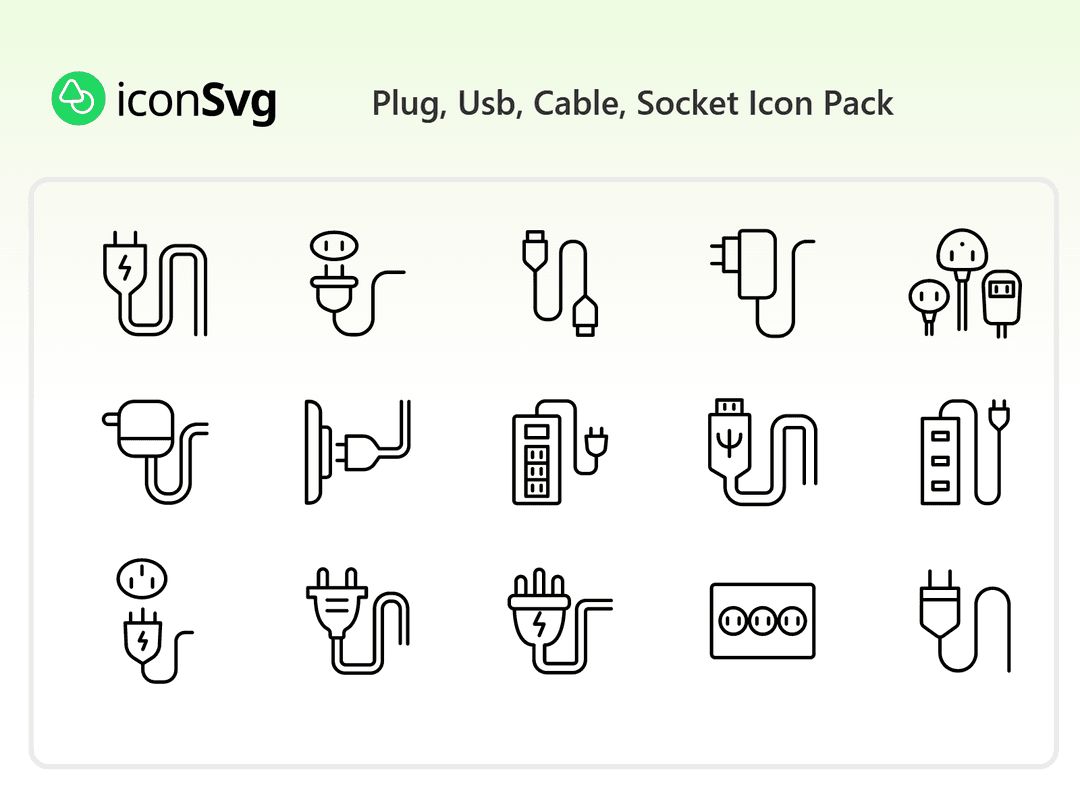 Plug, Usb, Cable, Socket Icon Pack