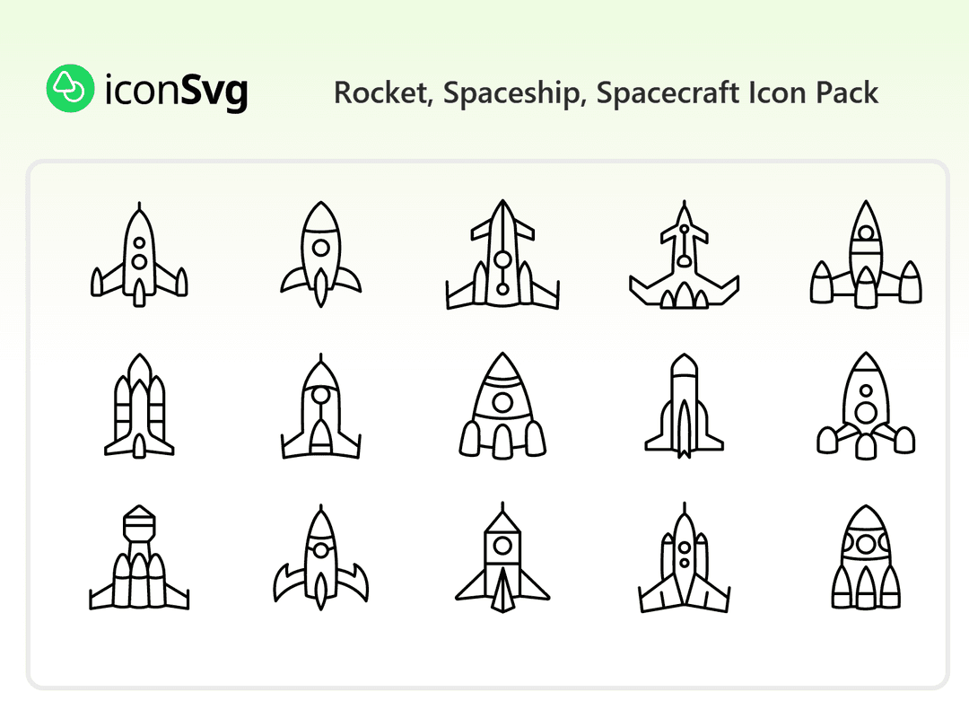 Rocket, Spaceship, Spacecraft Icon Pack