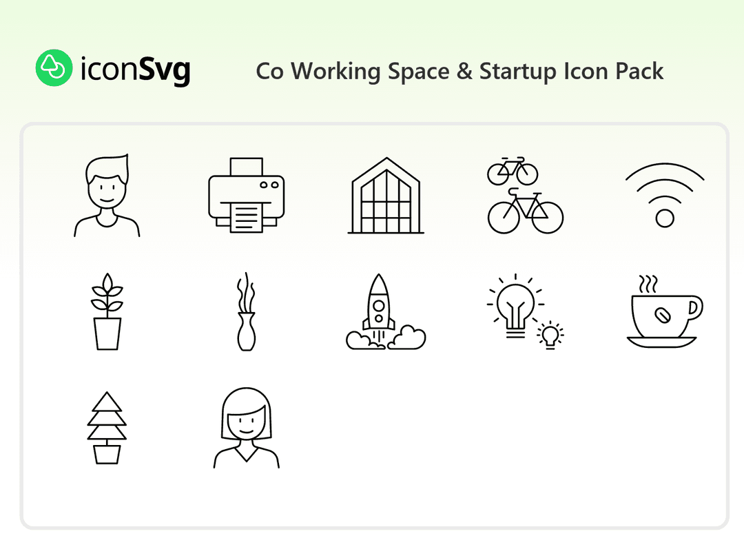 Co Working Space & Startup Icon Pack