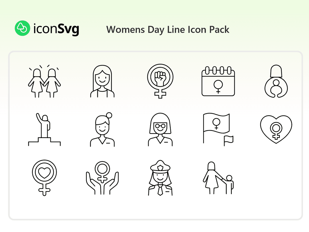Womens Day Line Icon Pack