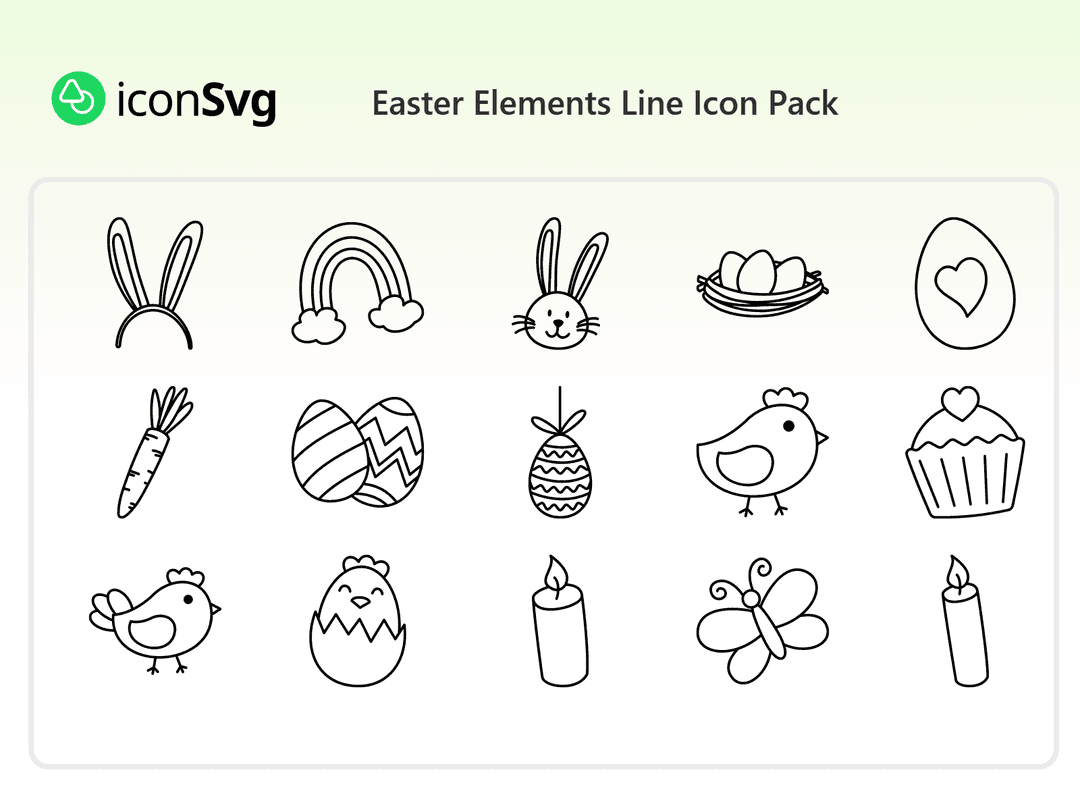 Easter Elements Line Icon Pack