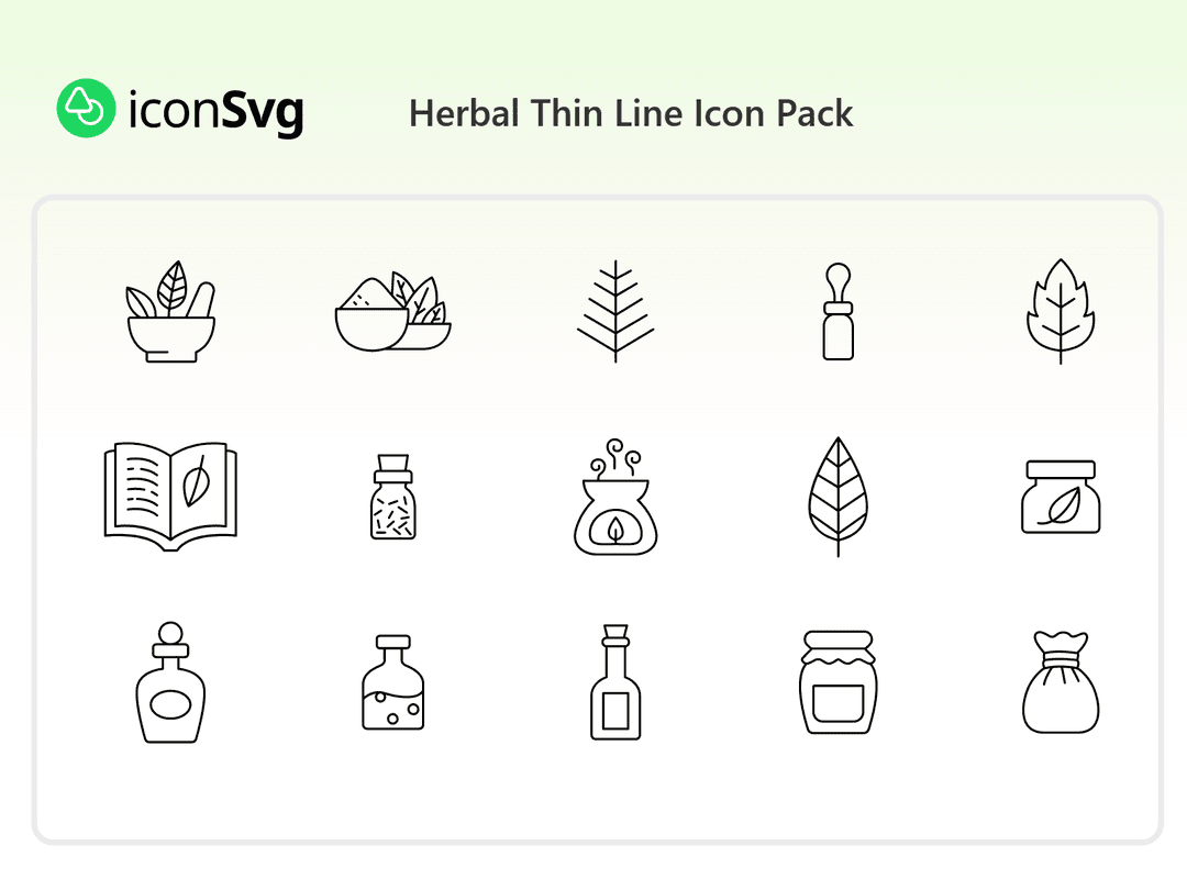 Herbal Thin Line Icon Pack