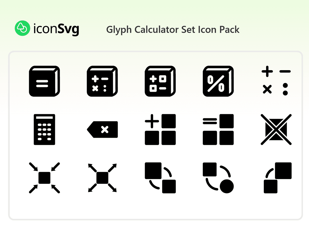 Свободный набор значков Комплект калькулятора Glyph