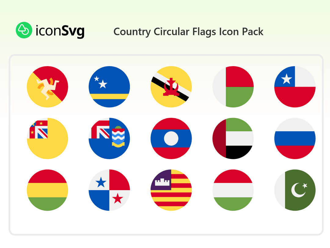 Country Circular Flags Icon Pack