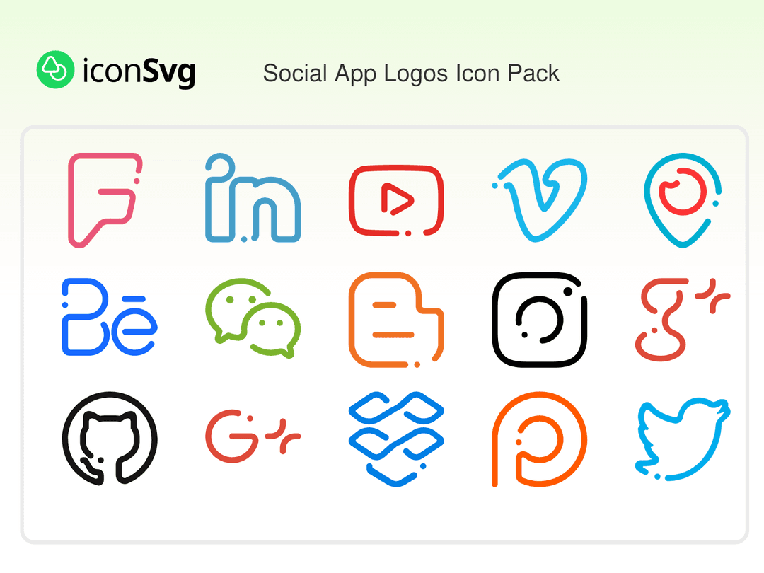 Social App Logos SVG Icon Pack