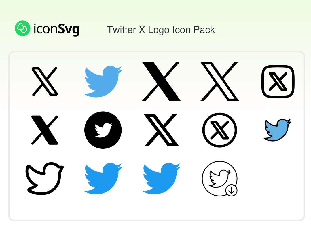 Twitter X Logo SVG Icon Pack