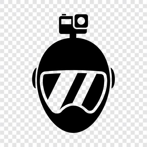 action camera helmet, motocross helmet with, Helmet With Action Cam icon svg