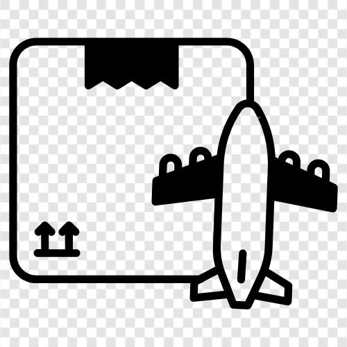 Luftfracht, Lufttransport, Luftfrachttransport, Luftfrachtversand symbol