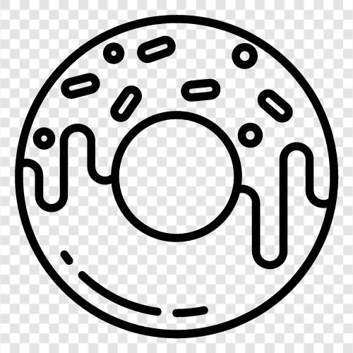 Bäckerei, Kuchen, Donut, gebraten symbol