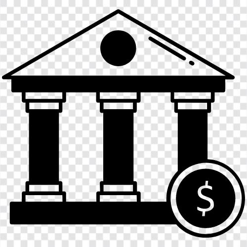 Bank, Gebäude, Bau, Design symbol