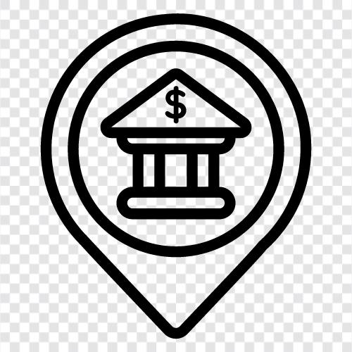 Bankfiliale, Bankstunden, Bankleitplan, Bankstundenkarte symbol