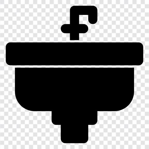 badezimmer, küche, counter, badezimmerwaschbecken symbol