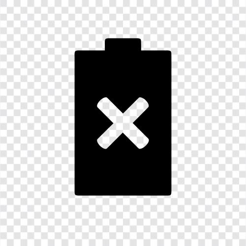 Batterieausfall, Batterieentladung, Batterieabfluss, Batterie niedrig symbol