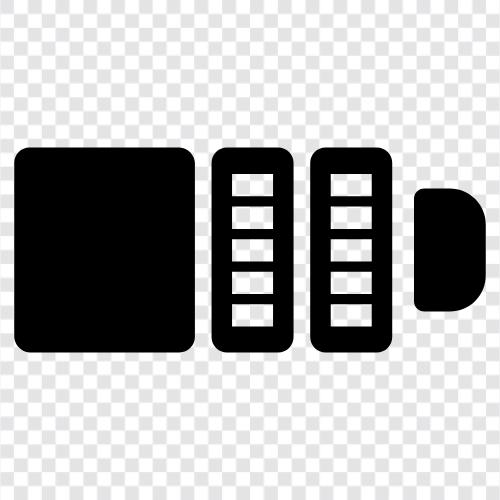 Batterieanzeige, Batteriesparer, Batterielebensdauer, Batterieladegerät symbol