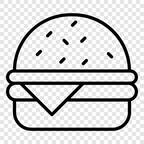 Говядина, сэндвич, гамбургер, картошка фри Значок svg