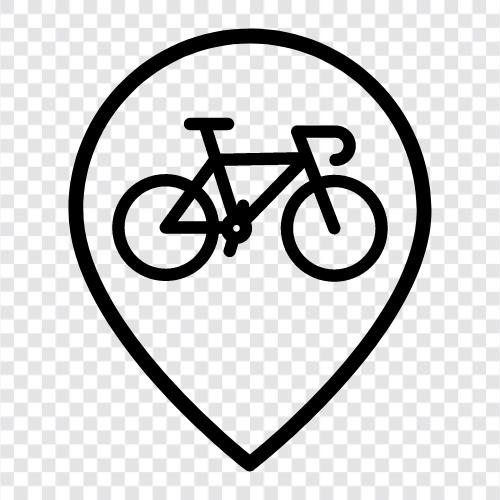 Fahrradladen, Fahrradverleih, Fahrradkarte, Fahrradroute symbol