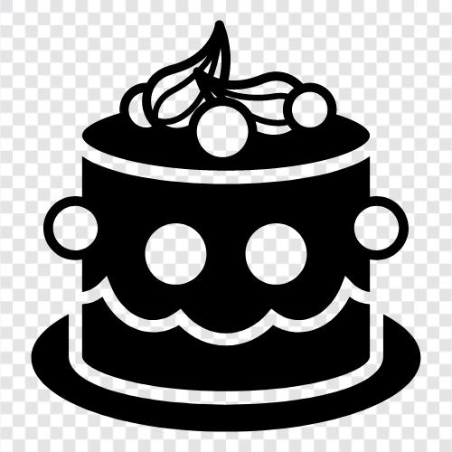 День рождения торт, украшение торта, рецепты торта, видео с тортом Значок svg