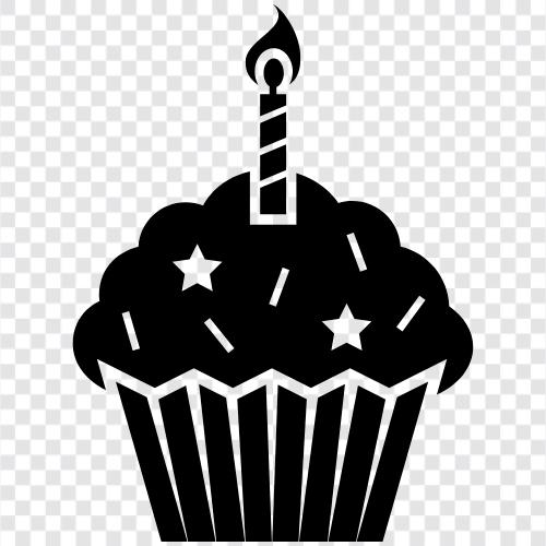 Geburtstagskerzen, Geburtstagskerzen mit Cupcake, Cupcake Kerzen, Kerze mit symbol
