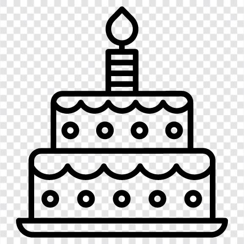 Geburtstag, Feier, Dessert, süß symbol