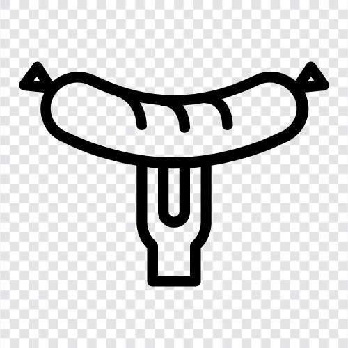 Frühstückswurst, italienische Wurst, Truthahnwurst, Schweinewurst symbol