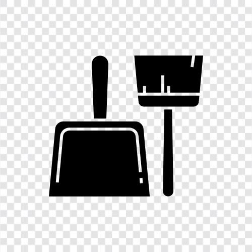 broom, dustbin, dustpan and brush, sweep icon svg