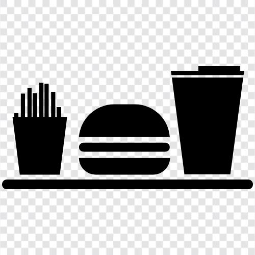 Burger, Sandwiches, Fries, Soda symbol