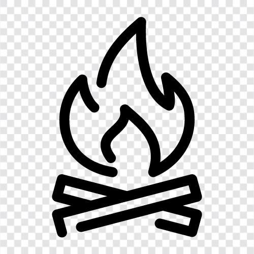 Camping, im Freien, Natur, Feuer symbol