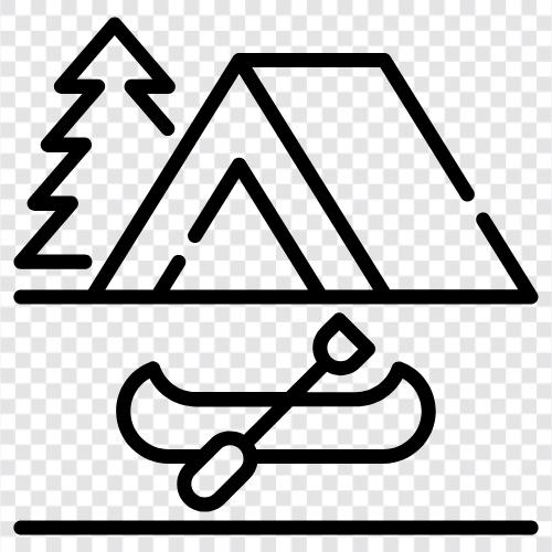 Kanufahren, Camping, Angeln, Backpacking symbol