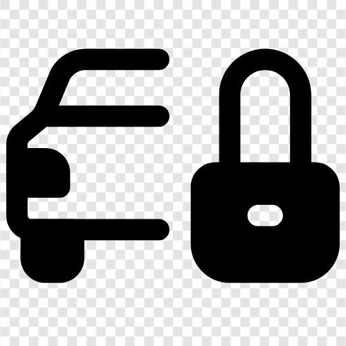 car locks, car security, car alarm, car theft Значок svg