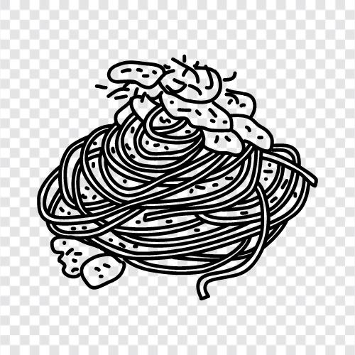 karbonara, spaghetti, krem, yumurta ikon svg