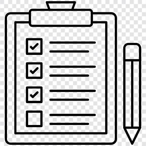 Checkliste, Checkliste für, Checkliste für Projekt, Checkliste für Ziel symbol