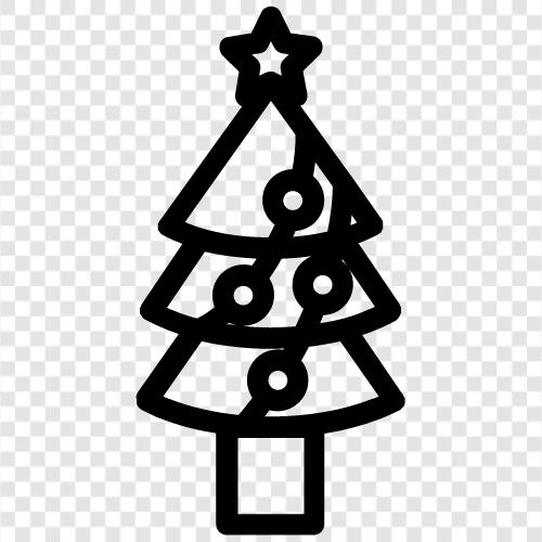 Christmas trees, evergreen, artificial, prelit icon svg