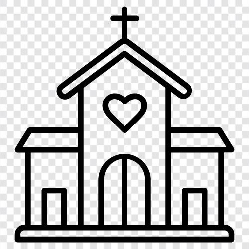 Church service, Church music, Church architecture, Church art icon svg