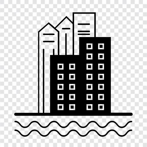 Stadtplanung, Stadtentwicklung, Stadtwachstum, Stadtinfrastruktur symbol
