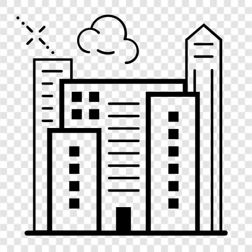 Stadtplanung, Stadtentwicklung, Stadtinfrastruktur, Stadtwachstum symbol