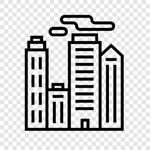 Stadtplanung, Stadtinfrastruktur, Stadtplanungssoftware, Stadtbau symbol