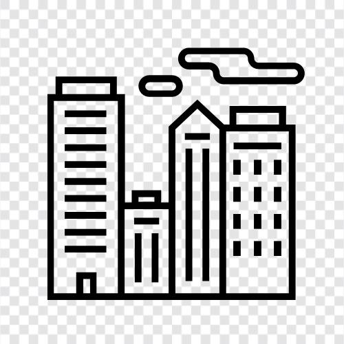 Stadtplanung, Stadtentwicklung, Stadtinfrastruktur, Stadtplanungstheorie symbol