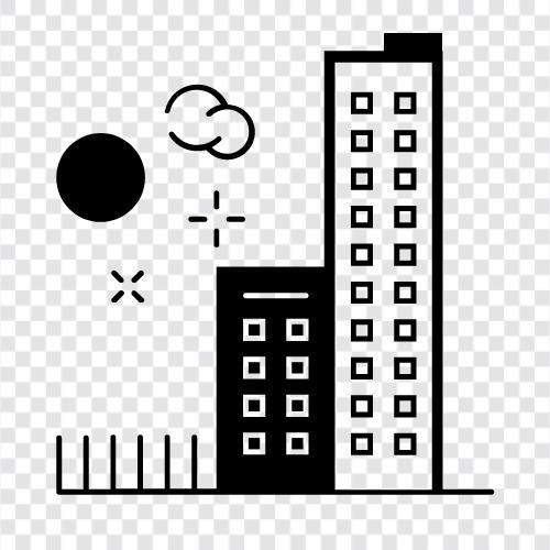Stadtbild, Architektur, Stadtplanung, Stadt Skyline symbol