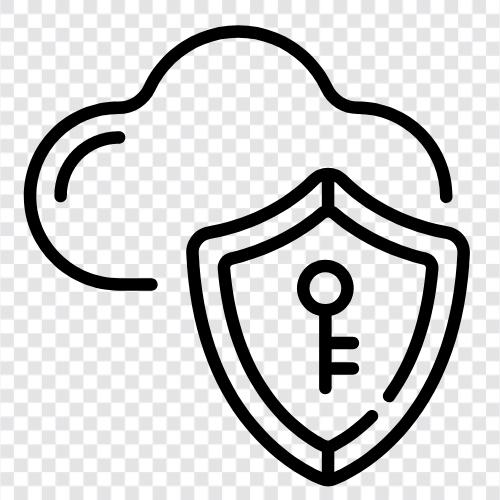 :: защита облаков, защита данных, шифрование, удостоверение подлинности Значок svg