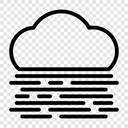 Wolken mit Nebel, Nebelwolken, Kumuluswolken, Zirruswolken symbol