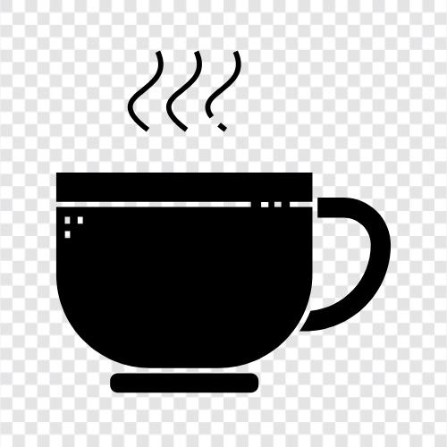 Kaffeebohnen, Kaffeemaschine, Kaffeetasse, Kaffeetisch symbol