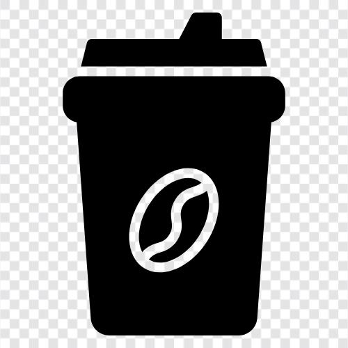 Kaffeetasse, Kaffeetasse Halter, Kaffeemaschine, Kaffeebohnen symbol