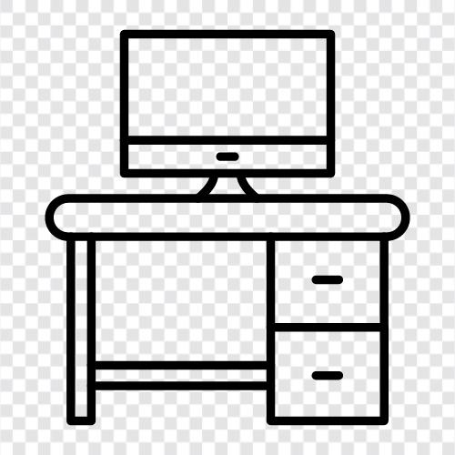 computer desk, work desk, office desk, study desk icon svg