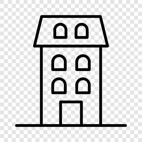 Bau, Hausbau, Hausrenovierung, Gebäude symbol