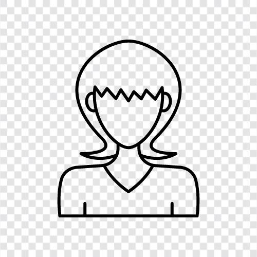 cute short hair girl, pretty short hair girl, fashion short hair girl, short hair girl icon svg