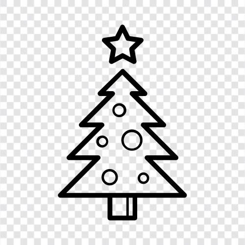 decorated tree, prelit tree, artificial tree, pine tree icon svg