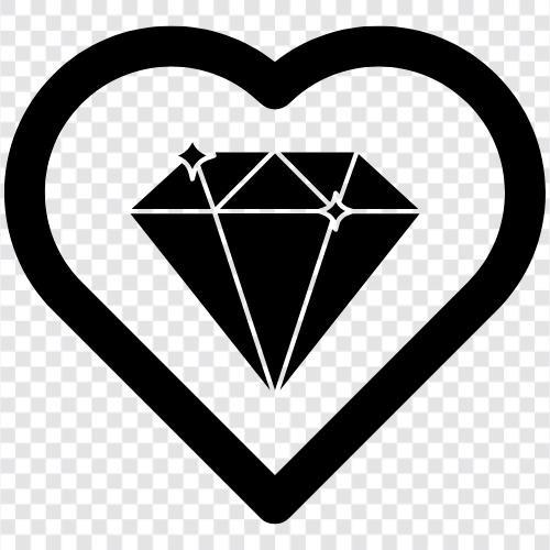 Сердце алмаза, бриллианты для сердец, колечко по алмазам, свадьба по алмазам Значок svg